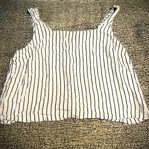 Time and Tru Tops - Time&Tru Striped White and Blue Sleeveless Tank Top